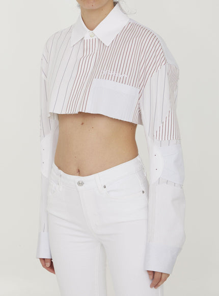 Off White Cropped Motorcycle Shirt - Ellie Belle