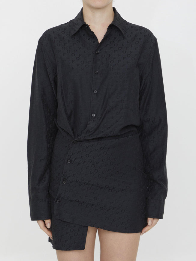 Off White Off Jacquard Shirt Dress - Ellie Belle