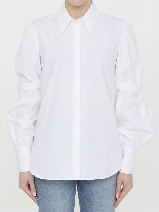 Off White Popeline Shirt With Straps - Ellie Belle