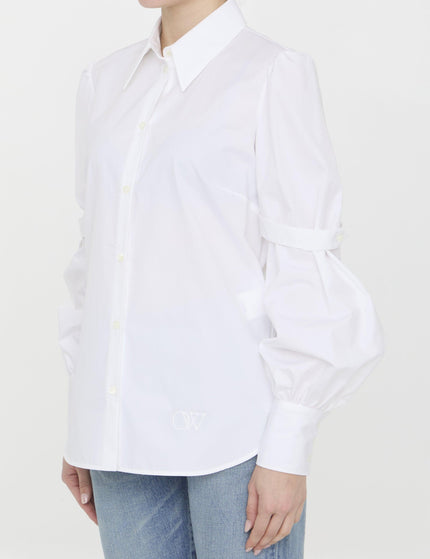 Off White Popeline Shirt With Straps - Ellie Belle
