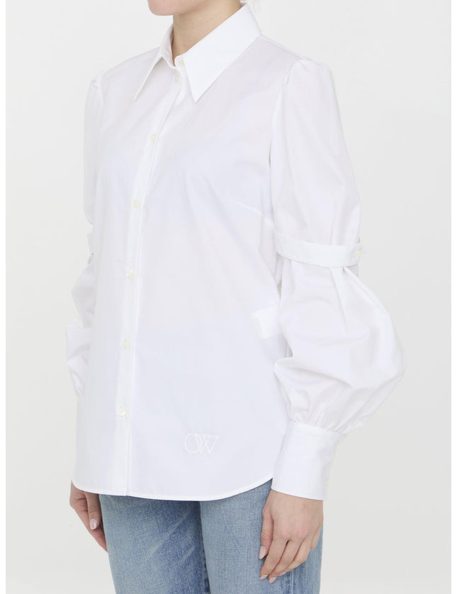 Off White Popeline Shirt With Straps - Ellie Belle