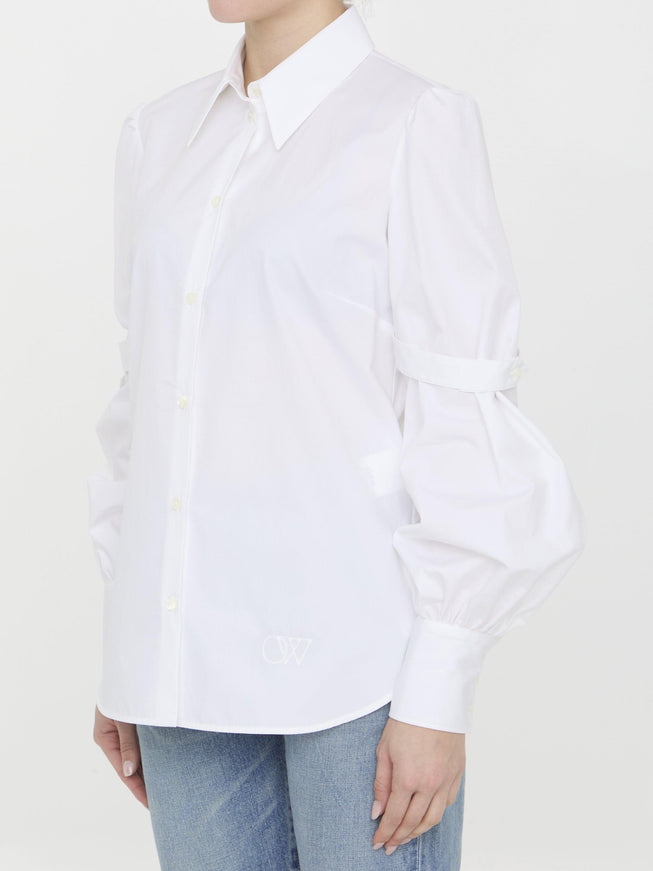 Off White Popeline Shirt With Straps - Ellie Belle