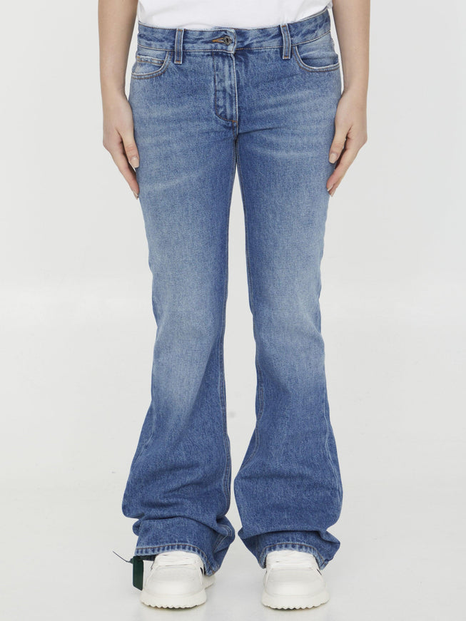 Off White Slim Flared Jeans - Ellie Belle