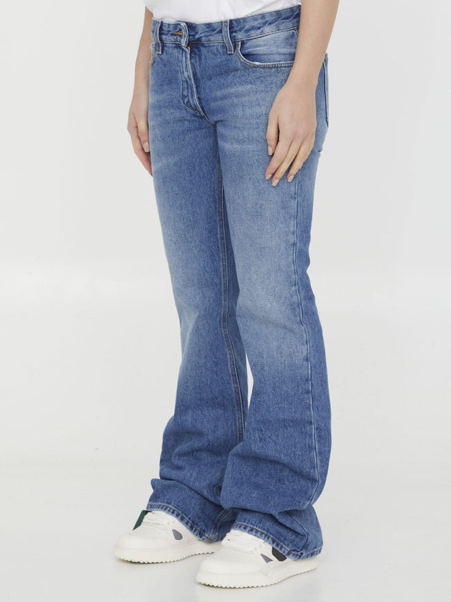 Off White Slim Flared Jeans - Ellie Belle