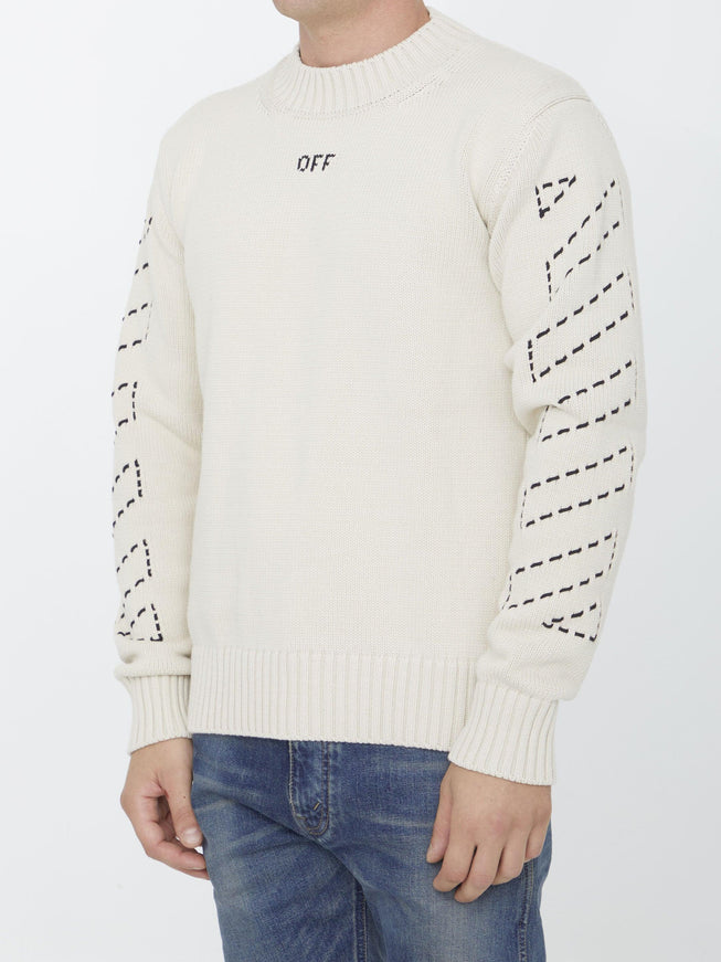 Off White Stitch Arrow Diags Sweater - Ellie Belle