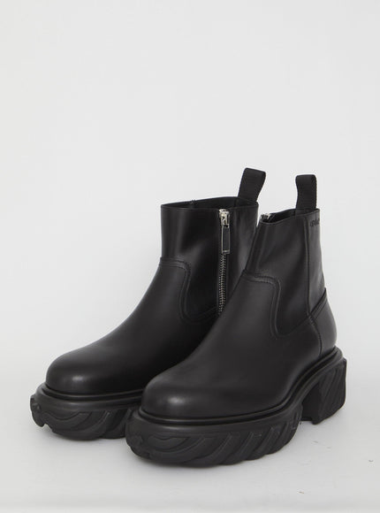 Off White Tractor Motor Ankle Boots - Ellie Belle