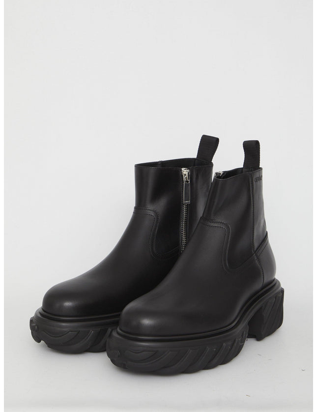 Off White Tractor Motor Ankle Boots - Ellie Belle