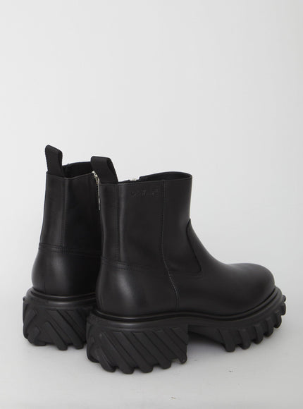 Off White Tractor Motor Ankle Boots - Ellie Belle