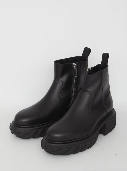 Off White Tractor Motor Ankle Boots - Ellie Belle