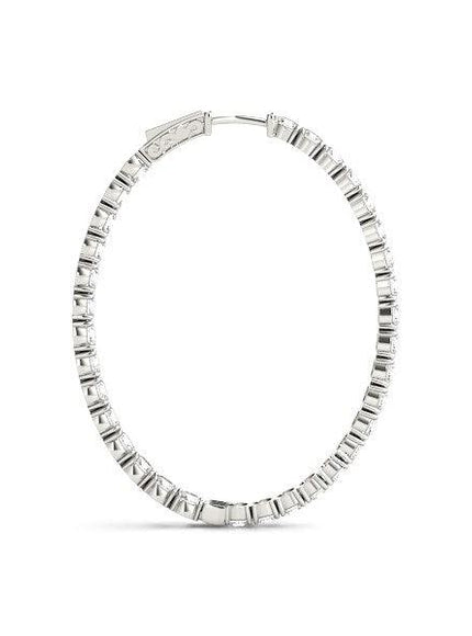 Oval Shape Two Sided Diamond Hoop Earrings in 14k White Gold (2 cttw) - Ellie Belle