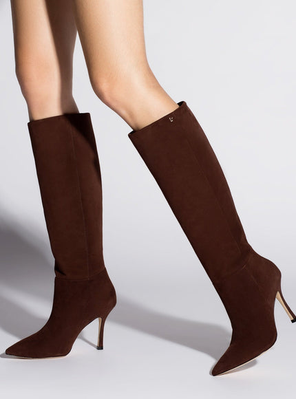 Larroude Kate Boot In Brown Suede