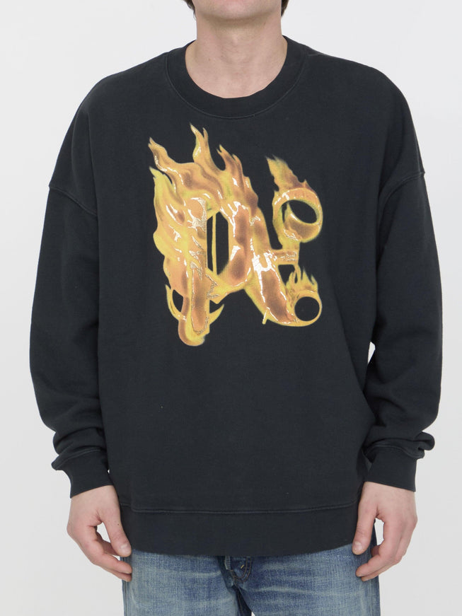 Palm Angels Burning Monogram Sweatshirt - Ellie Belle