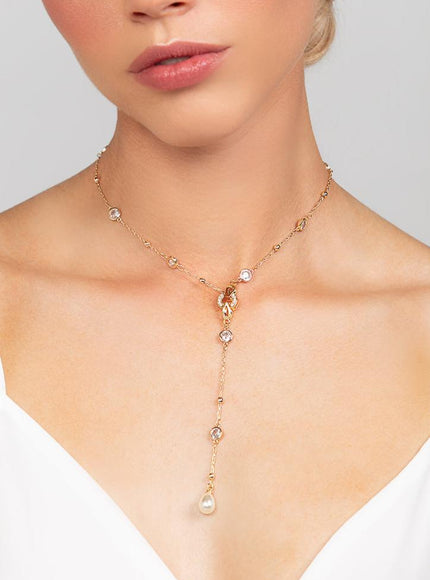 Palmer Pearl Charm Lariat Necklace
