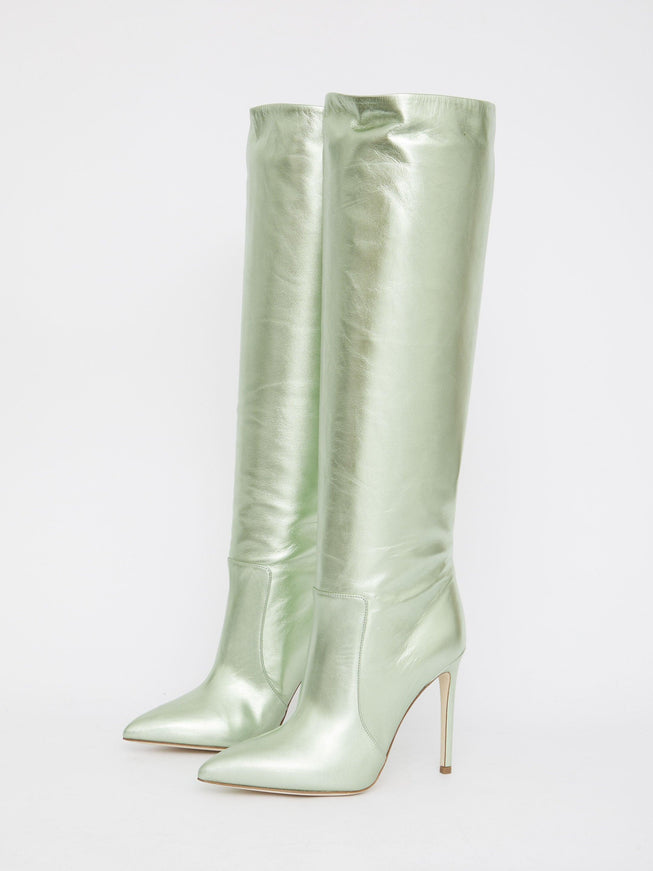 Paris Texas Green Leather Boots - Ellie Belle