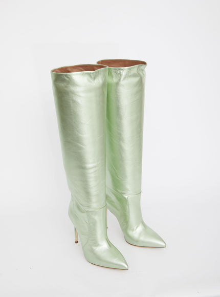 Paris Texas Green Leather Boots - Ellie Belle