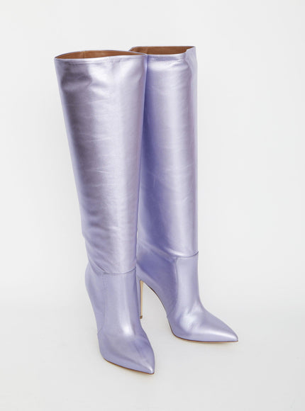 Paris Texas Lilac Leather Boots - Ellie Belle
