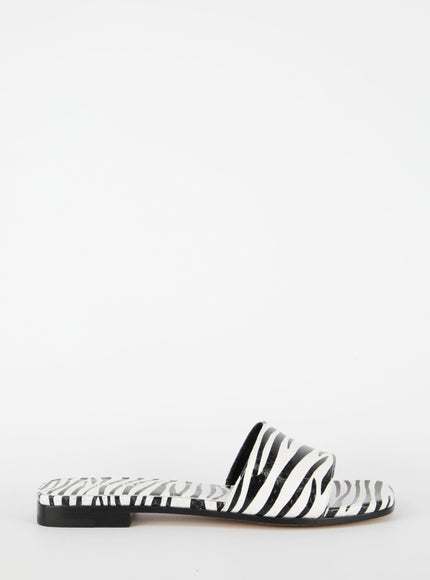 Paris Texas Zebra-print Flat Sandals - Ellie Belle