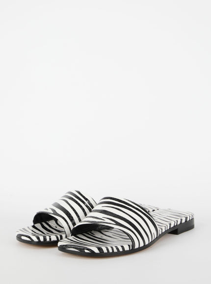 Paris Texas Zebra-print Flat Sandals - Ellie Belle
