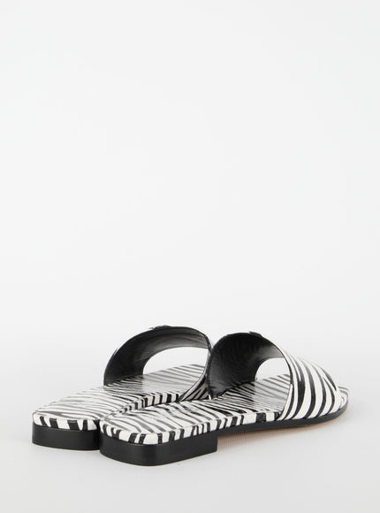 Paris Texas Zebra-print Flat Sandals - Ellie Belle