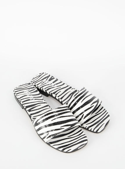 Paris Texas Zebra-print Flat Sandals - Ellie Belle