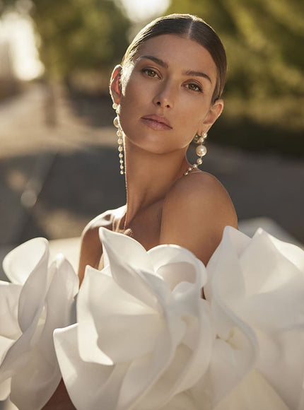 Cascading Pearl Drop Bridal Earrings