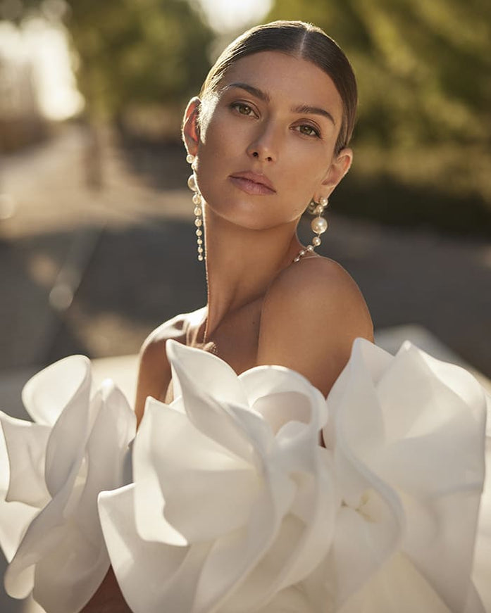 Cascading Pearl Drop Bridal Earrings