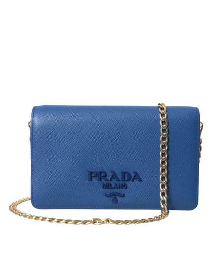 Prada Blue Monochrome Chain Flap Bag - Ellie Belle