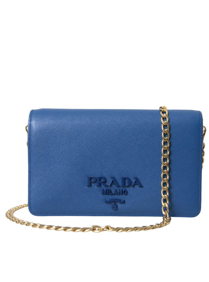Prada Blue Monochrome Chain Flap Bag - Ellie Belle
