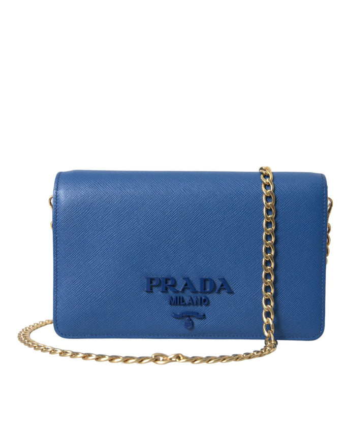 Prada Blue Monochrome Chain Flap Bag - Ellie Belle