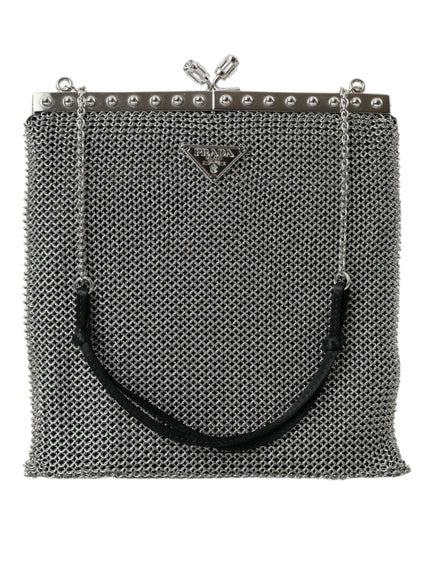 Prada Chain Mesh Silver Bag in Silver - Ellie Belle