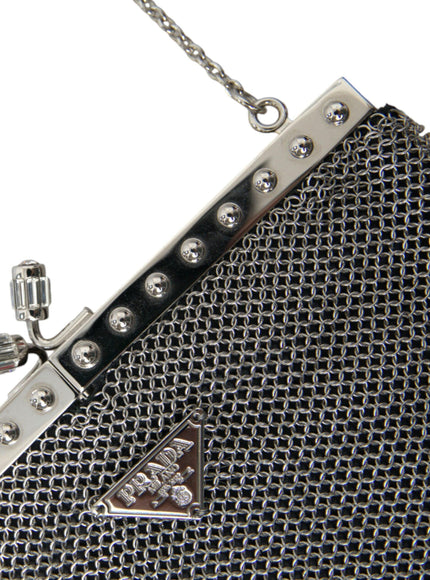 Prada Chain Mesh Silver Bag in Silver - Ellie Belle