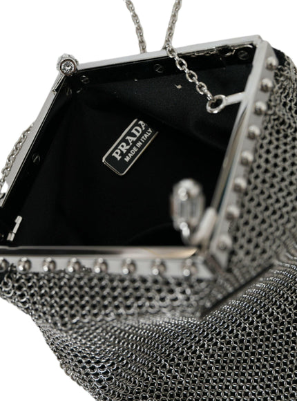 Prada Chain Mesh Silver Bag in Silver - Ellie Belle