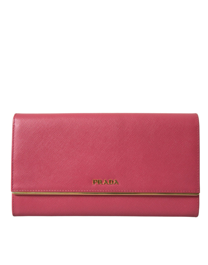 Prada Dark Pink Saffiano Leather Bifold Wallet - Ellie Belle