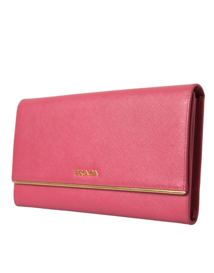 Prada Dark Pink Saffiano Leather Bifold Wallet