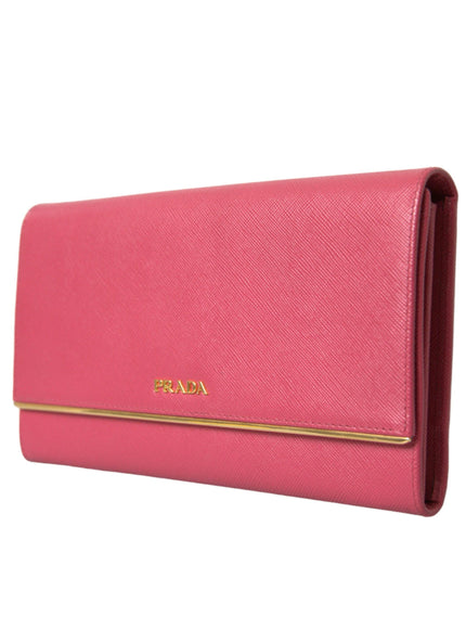 Prada Dark Pink Saffiano Leather Bifold Wallet - Ellie Belle