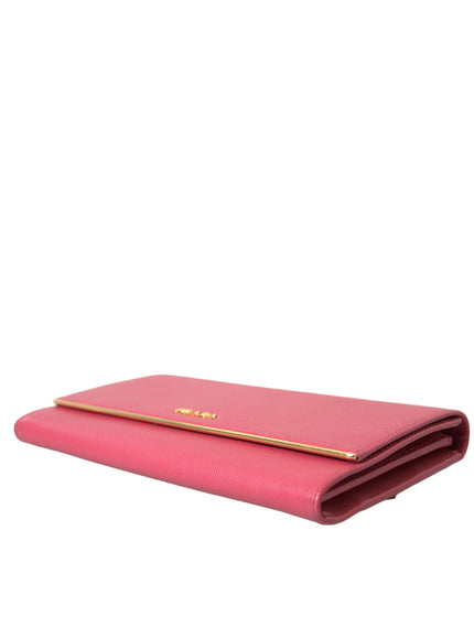 Prada Dark Pink Saffiano Leather Bifold Wallet - Ellie Belle