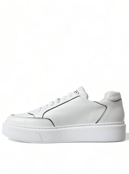 Prada Men's White Leather Montana Low Top Lace Up Sneakers - Ellie Belle
