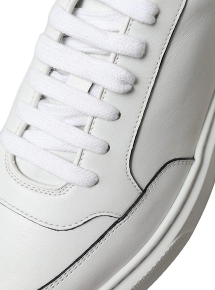 Prada Men's White Leather Montana Low Top Lace Up Sneakers - Ellie Belle