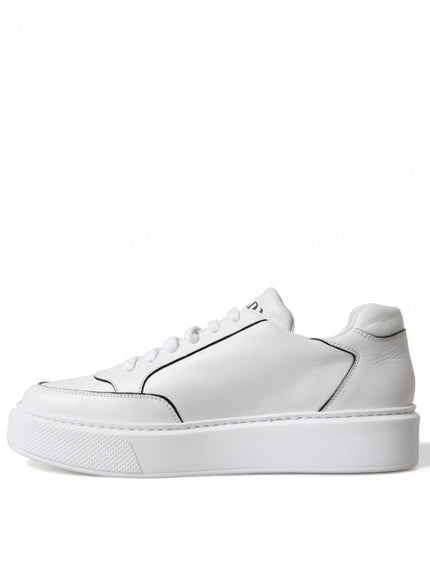 Prada Men's White Leather Montana Low Top Lace Up Sneakers Shoes - Ellie Belle
