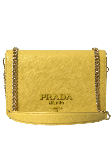 Prada Yellow Saffiano Leather Shoulder Bag - Ellie Belle