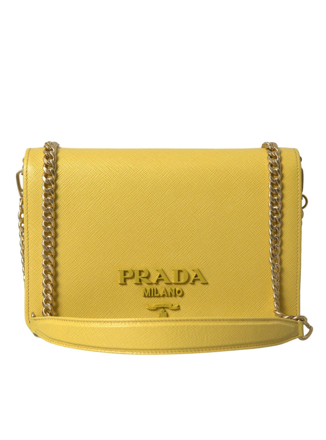 Prada Yellow Saffiano Leather Shoulder Bag - Ellie Belle