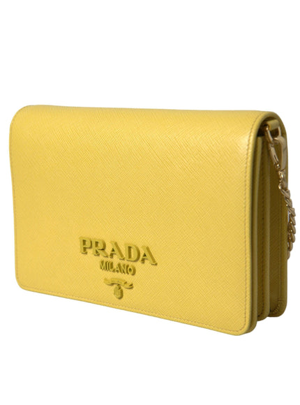 Prada Yellow Saffiano Leather Shoulder Bag - Ellie Belle