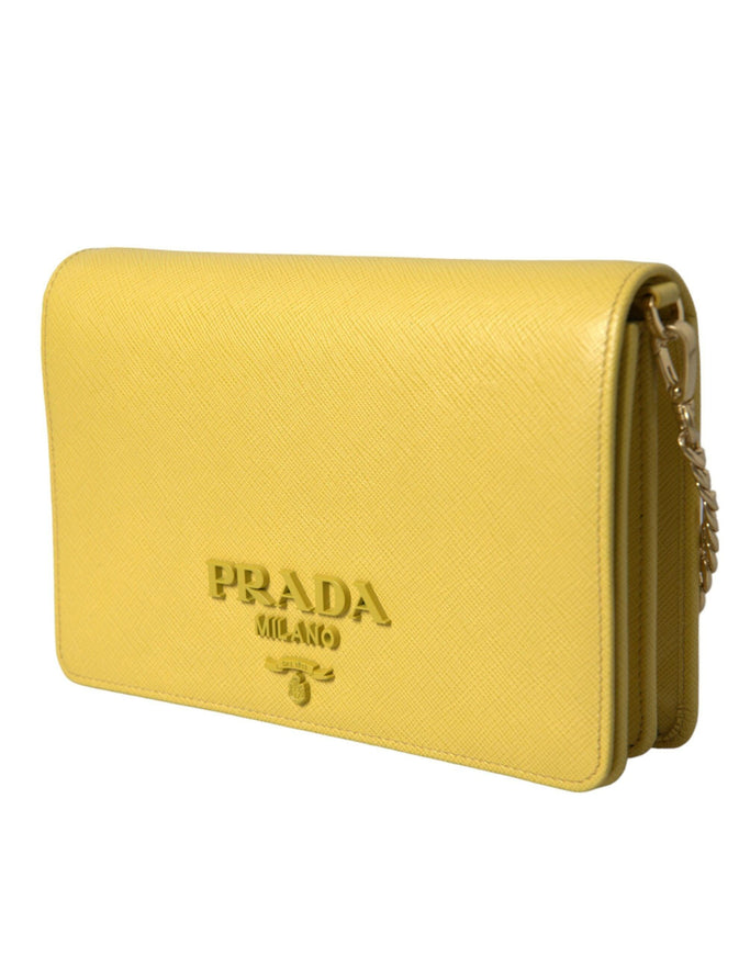 Prada Yellow Saffiano Leather Shoulder Bag - Ellie Belle