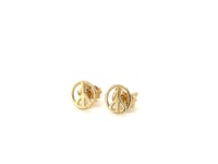 14k yellow gold post earrings with peace signs