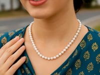 Collier en or jaune 14 carats avec perles de culture d'eau douce blanches (6,0 mm à 6,5 mm)