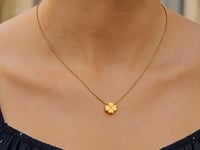 Collier trèfle à quatre feuilles en or jaune 14 carats poli avec diamant