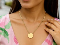 Collier à maillons en forme de trombone en or jaune 14 carats poli brillant