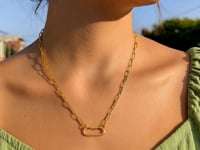 Collier chaîne trombone en or jaune 14 carats avec fermoir mousqueton ovale