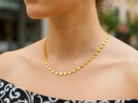 Collier chaîne en or jaune 14 carats avec cœur miroir
