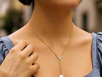 Collier Lariat en or jaune 14 carats avec perles Tesoro
